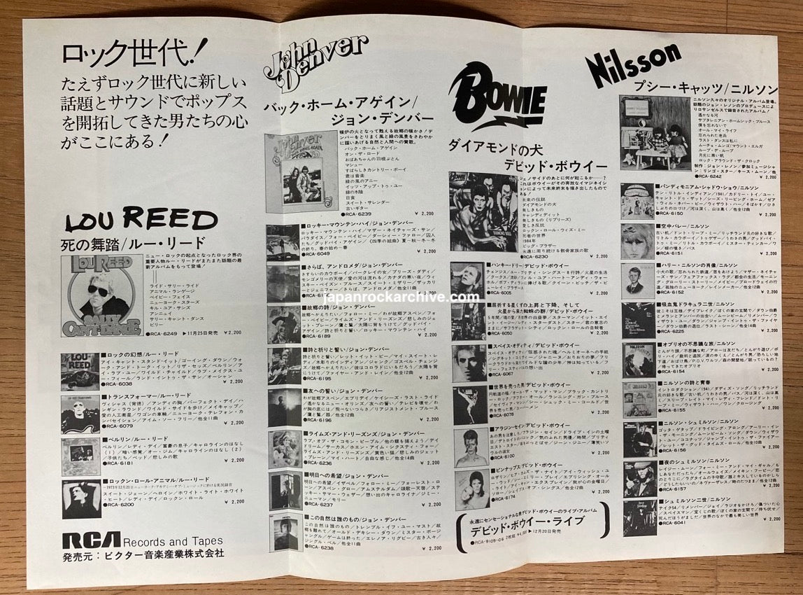 Lou Reed 1974/11 Japan pinup poster