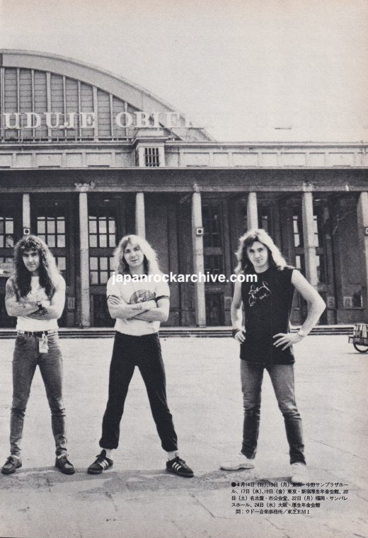 Iron Maiden two-page Japanese magazine photo spread, page 2, April 1985