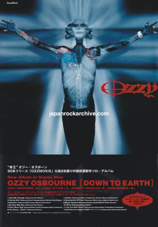 Ozzy Osbourne 2001/12 Down To Earth Japan album promo ad