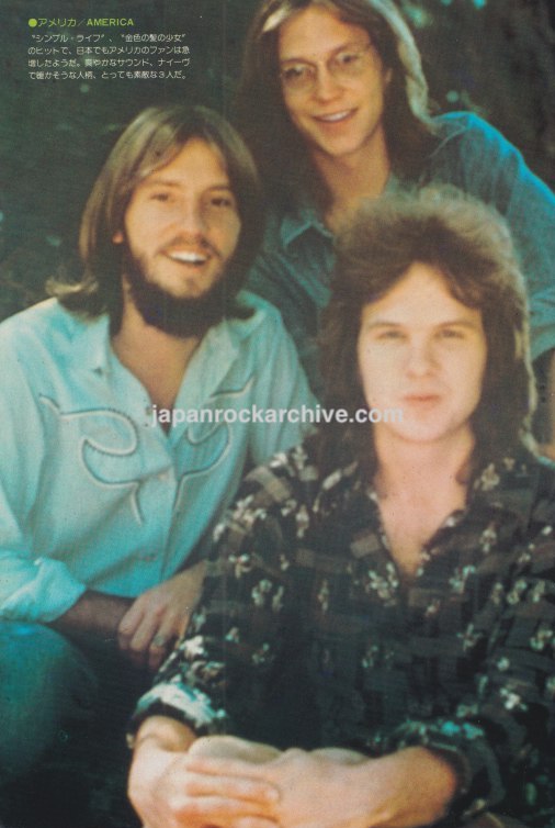 America 1975/11 Japanese music press clipping - photo pinup