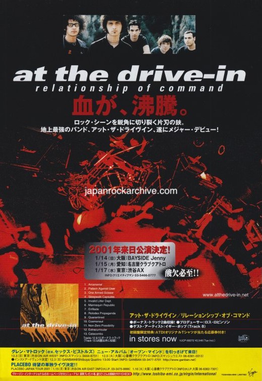 At The Drive-In 2001/01 Relationship Of Command Japan album / tour promo ad