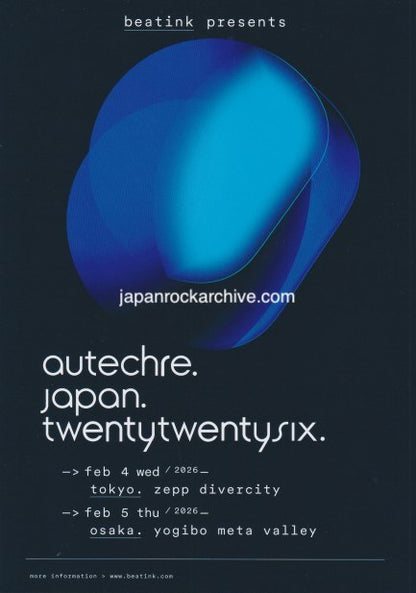 Autechre 2026 Japan tour concert gig flyer handbill