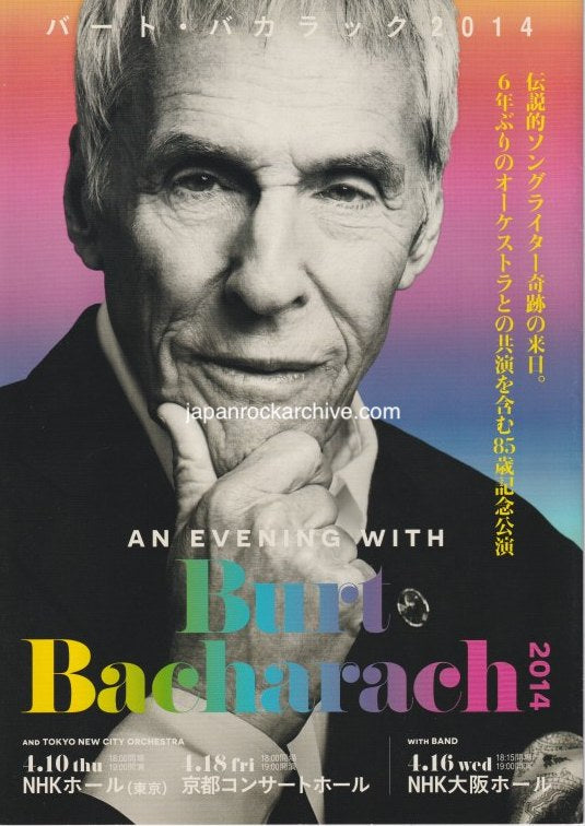 Burt Bacharach 2014 Japanese tour concert gig flyer