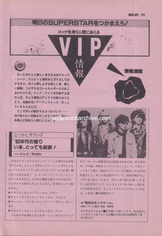 The Bangles / Jim Foetus / The Bluebells 1984/11 Japanese music press cutting clipping - article
