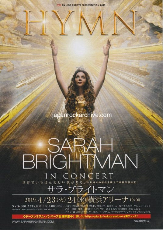 Sarah Brightman 2019 Japan album / tour concert gig flyer handbill