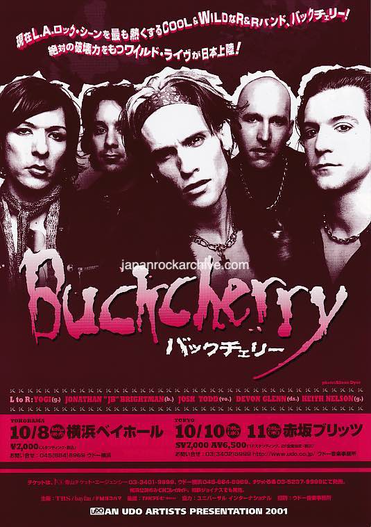 Buckcherry 2001 Japan tour concert gig flyer handbill
