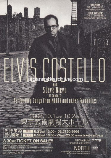 Elvis Costello 2003 Japan tour concert gig flyer handbill