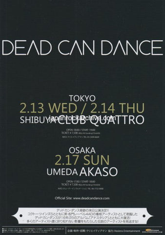Dead Can Dance 2013 Japan tour concert gig flyer handbill