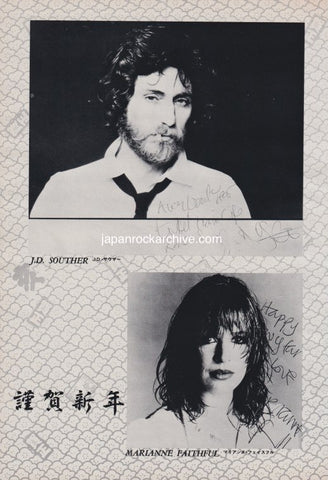 J.D. Souther / Marianne Faithful 1983/02 Japanese music press cutting clipping - promo photo pinup poster