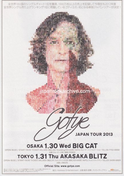 Gotye 2013 Japan tour concert gig flyer handbill