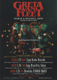 Greta Van Fleet 2019 Japan tour concert gig flyer handbill