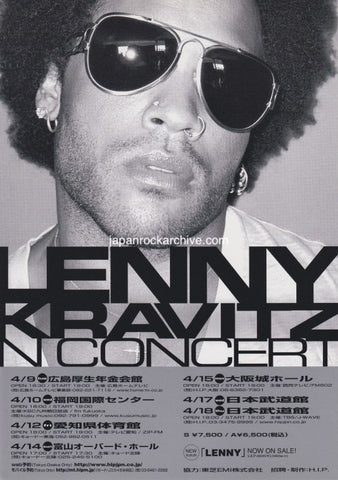 Lenny Kravitz 2002 Japan tour concert gig flyer handbill
