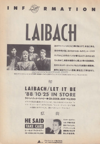 Laibach 1988/11 Let It Be Japan album promo ad