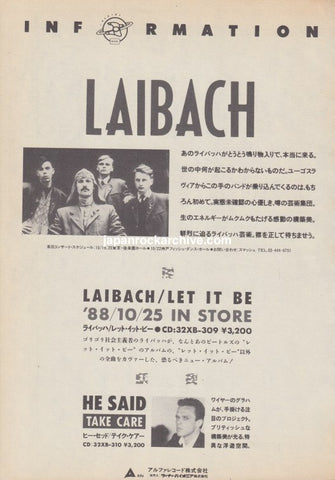 Laibach 1988/11 Let It Be Japan album promo ad