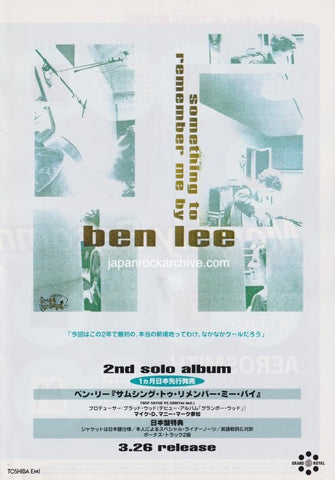 Ben Lee 1997/04 Something To Remember Me By Japan album promo ad
