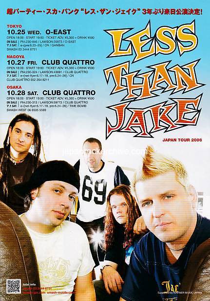 Less Than Jake 2006 Japan tour concert gig flyer handbill