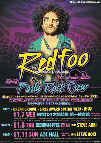 Redfoo of LMFAO 2012 Japan tour concert gig flyer handbill