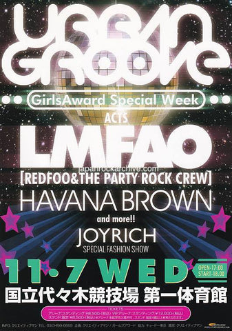 LMFAO 2012 Japan tour concert gig flyer handbill