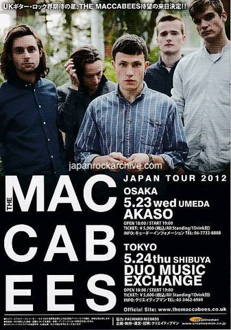 The Maccabees 2012 Japan tour concert gig flyer handbill