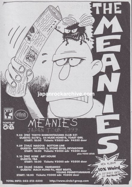 The Meanies 1999 Japan tour concert flyer