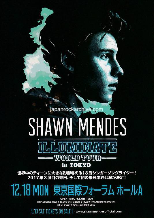 Shawn Mendes 2017 Japan tour concert gig flyer handbill