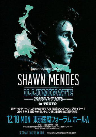 Shawn Mendes 2017 Japan tour concert gig flyer handbill