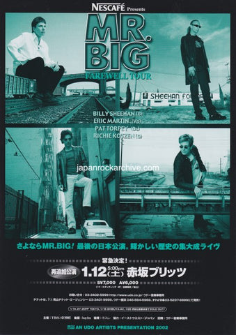 Mr. Big 2002 Japan tour concert gig flyer handbill