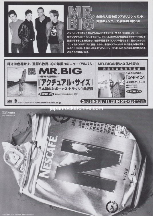 Mr. Big 2002 Japan tour concert gig flyer handbill