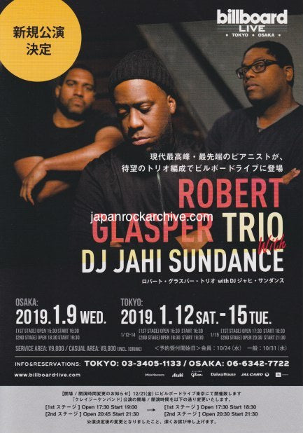 Robert Glasper Trio 2019 Japan tour concert gig flyer handbill