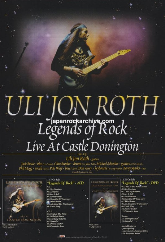Uli Jon Roth 2002/11 Legends Of Rock Live At Castle Donington Japan album / dvd promo ad