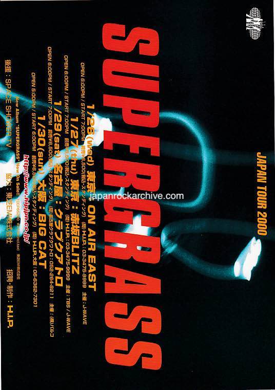 Supergrass 2000 Japan tour concert gig flyer handbill