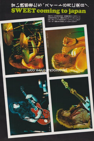 Sweet 1976/08 Japanese music press cutting clipping - photo pinup mini poster