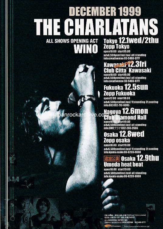 The Charlatans 1999 Japan tour concert gig flyer handbill