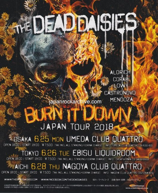 The Dead Daisies 2018 Japan tour concert gig flyer handbill