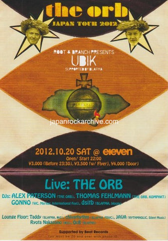 The Orb 2012 Japan tour concert gig flyer handbill