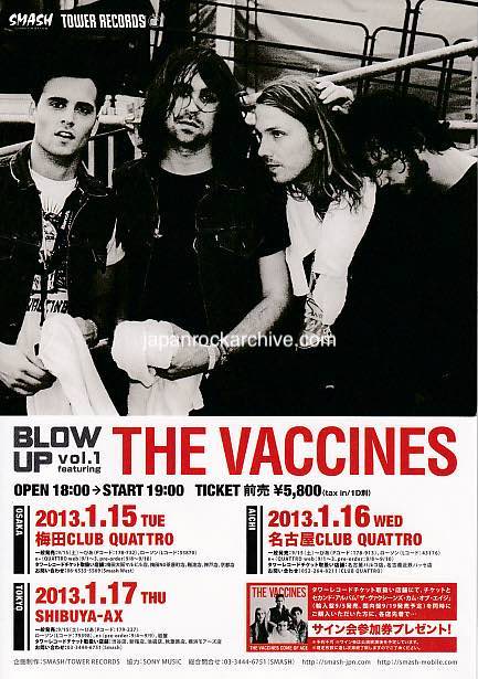 The Vaccines 2013 Japan tour concert gig flyer handbill