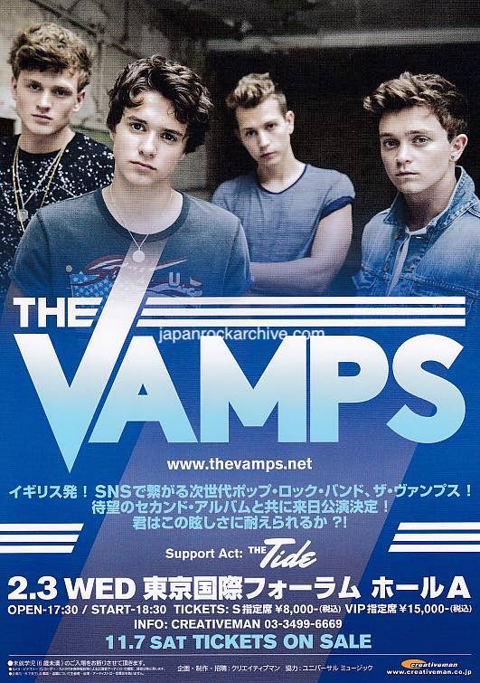 The Vamps 2016 Japan tour concert gig flyer handbill