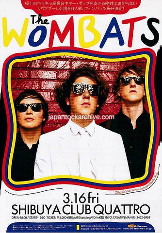 The Wombats 2012 Japan tour concert gig flyer handbill