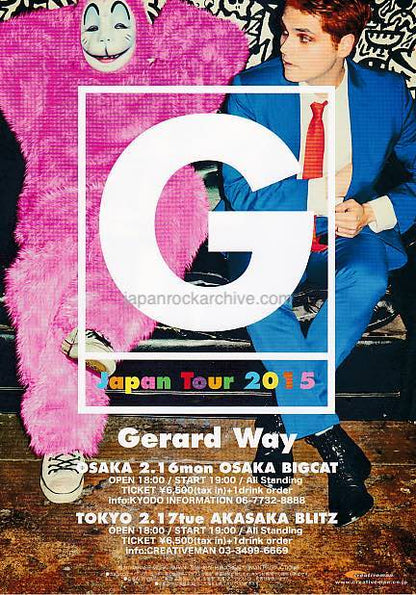 Gerard Way 2015 Japan tour concert gig flyer handbill