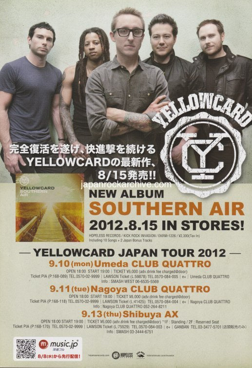 Yellowcard 2012/09 Southern Air Japan album / tour promo ad