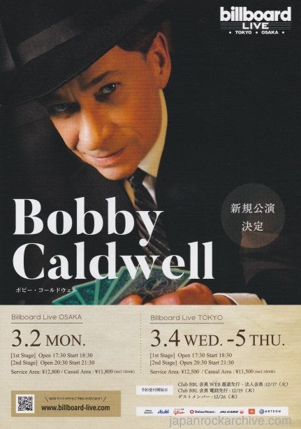 Bobby Caldwell 2020 Japan tour concert gig flyer