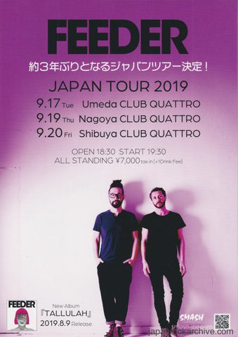 Feeder 2019 Japan tour concert gig flyer handbill