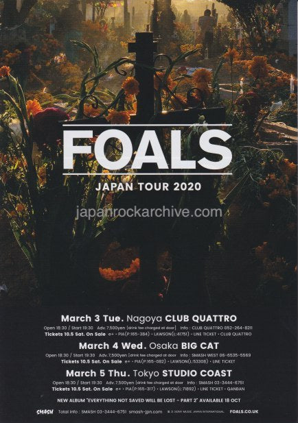 Foals 2020 Japan tour concert gig flyer handbill