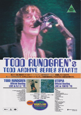 Todd Rundgren 1999 Todd Archive Series Japan store flyer handbill