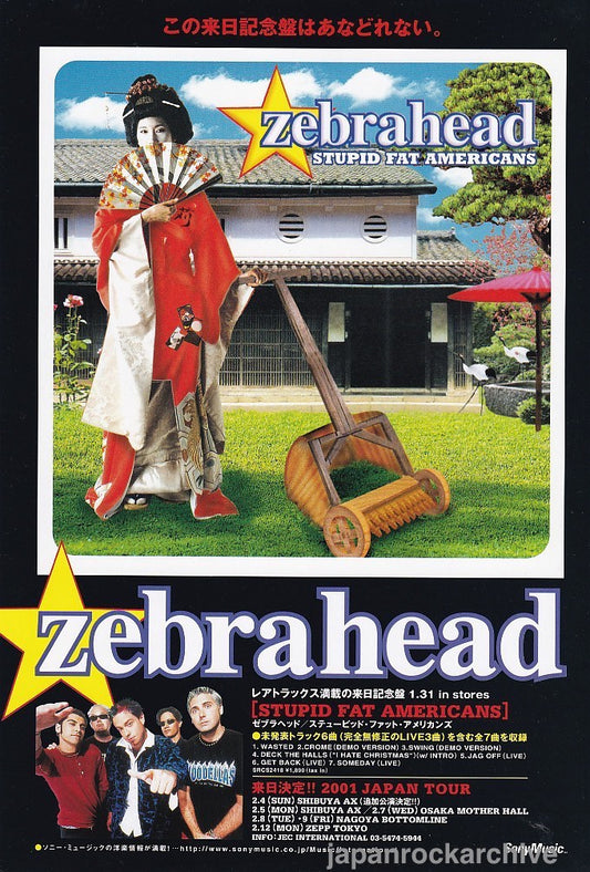 Zebrahead 2001/02 Stupid Fat Americans Japan album / tour promo ad
